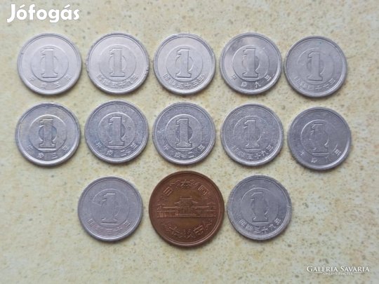 Japán 13 db Különböző Érme 1 és 10 Yen Jen