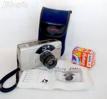 Japán Canon APS. Zoom fényképezőgép filmmel Canon táskával