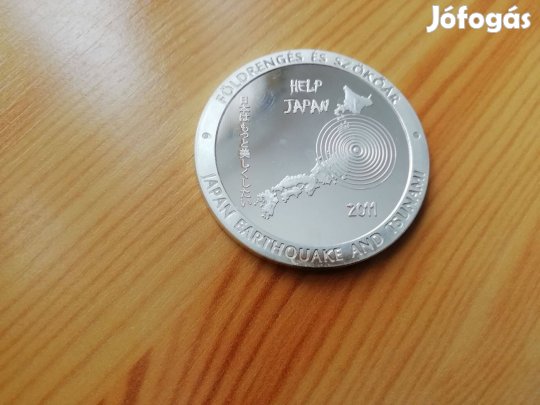 Japán Cunami emlékérem Ezüsttözött 2011-es ritka db