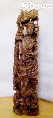 Japán áttört sokalakos faragvány. tömör keleti rózsafából faragott szo