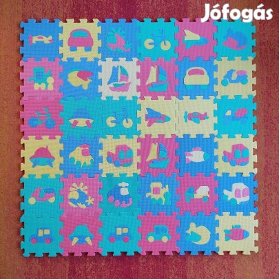 Jármű habtapi szőnyeg puzzle kirakós játszószőnyeg 92 x 92 cm