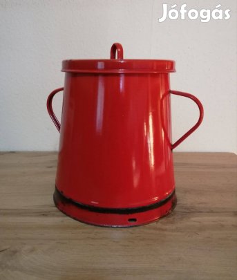 Jászkiséri Zománcozott 10 literes piros zsíros bödön