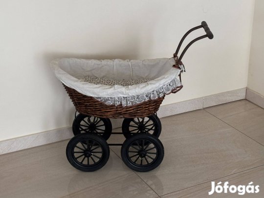 Játék babakocsi, dekoráció, porcelánbaba, játékbaba