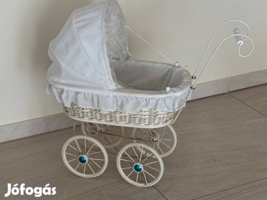 Játék babakocsi,porcelánbaba, játékbaba, dekoráció
