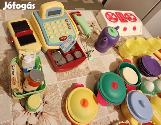 Játék pénztárgép + rezsó tartozékokkal