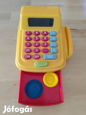 Játék pénztárgép fiókkal, kártyaleolvasóval, élő kijelzővel