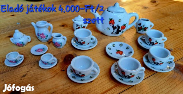 Játék porcelán kávéskészlet, 2 db szett