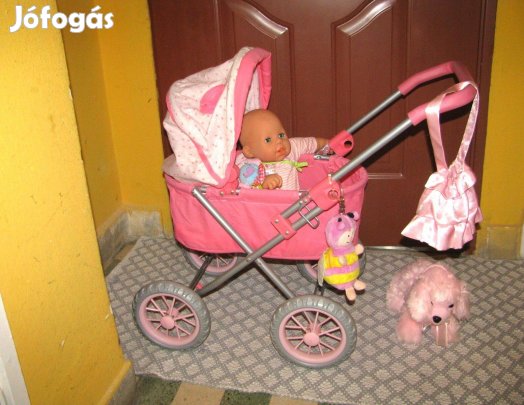 Játékbaba 42 cm Zapf új csecsemő beszél nevet nagyobb babakocsi is