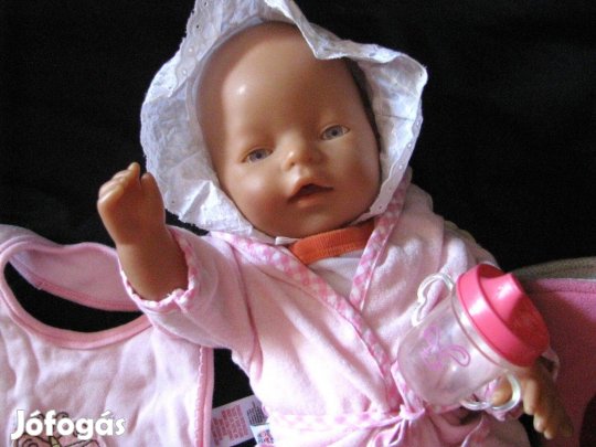 Játékbaba Zapf 45 cm cumizó fürdethető bodys köntös táska új