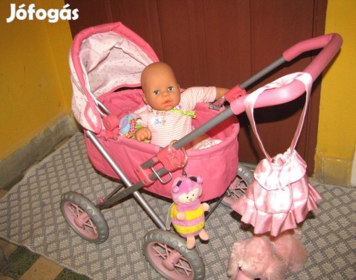 Játékbaba beszélő Zapf 42 új játékkocsival alvós csecsemő baba