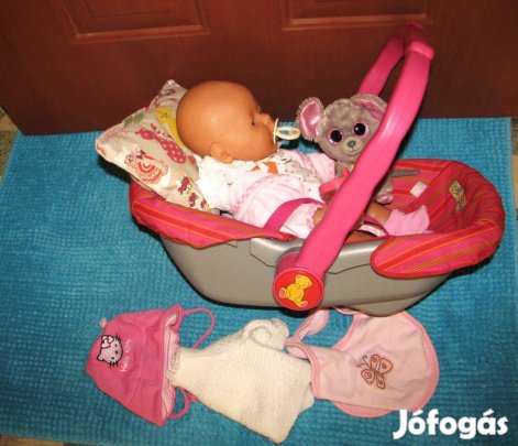 Játékbaba élethű Zapf 45 fürdetős képen láthatók hordozó is eredeti