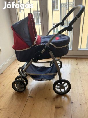 Játékbabakocsi, kombinálható, kültéri használatra is alkalmas