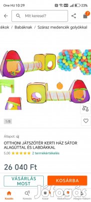 Játszó sátor alagúttal és labdákkal 