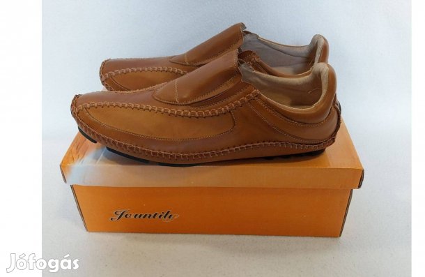 Jauntily férfi félcipő: 43, nyári bebújós, barna, bőr