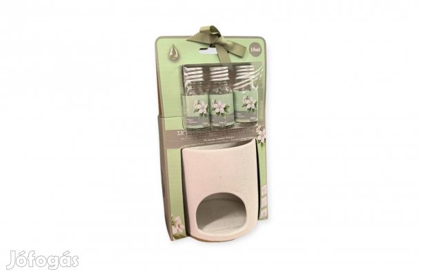 Jázminfény kerámia illatpárologtató szett fekete-fehér mintával