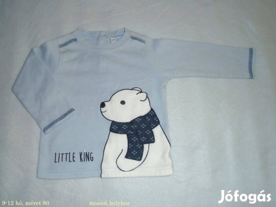 Jegesmedve mintás hosszú ujjú felső 9-12 hó (méret 80) kék