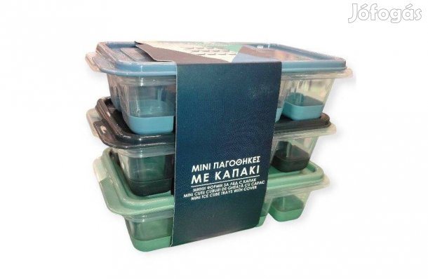 Jégkockatartó készlet szilikon aljjal és színes fedéllel BPA-mentes