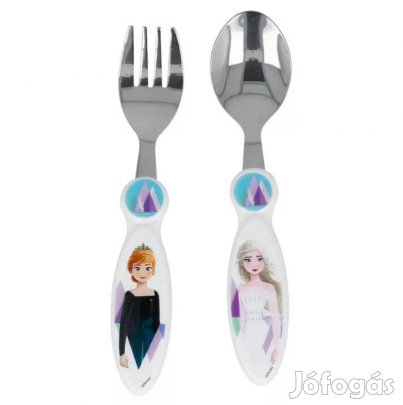 Jégvarázs mintás rozsdementes acél kanál és villa, OUTLET termék