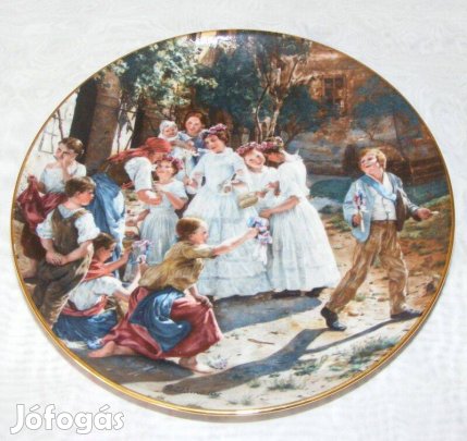 Jelenetes porcelán falitányér