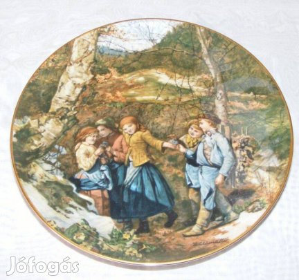 Jelenetes porcelán falitányér