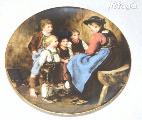 Jelenetes porcelán falitányér