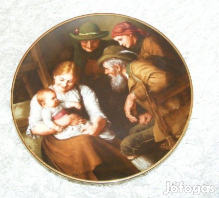 Jelenetes porcelán falitányér