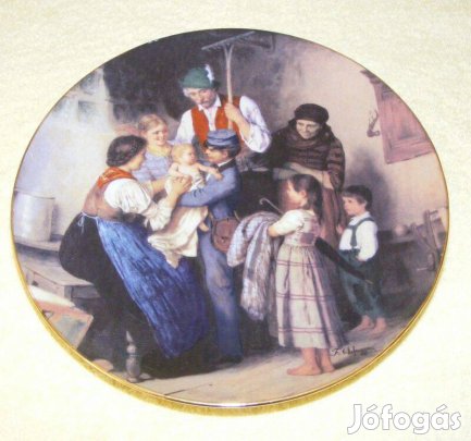 Jelenetes porcelán falitányér