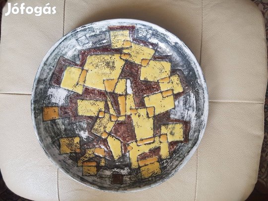 Jelzett Pál Ferenc absztrakt mintás kerámia tányér tál falitál faldisz