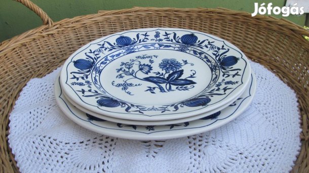 Jelzett, angol Churchill hagymamintás fajansz tányér 3 db