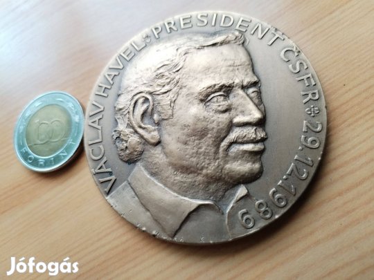 Jelzett bronz emlékérem "Vaclav Havel" Csehszlovák Elnök
