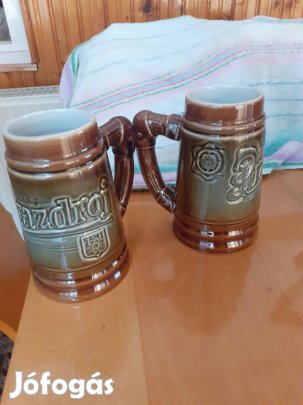 Jelzett kerámia sörös korsó Csehszlovák