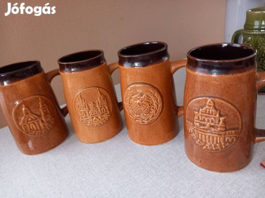 Jelzett kerámia sörös korsó Csehszlovák prága