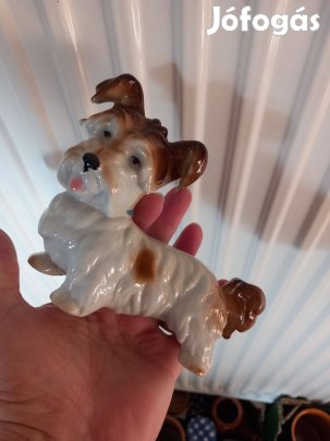 Jelzett német porcelán kutya nipp ENS