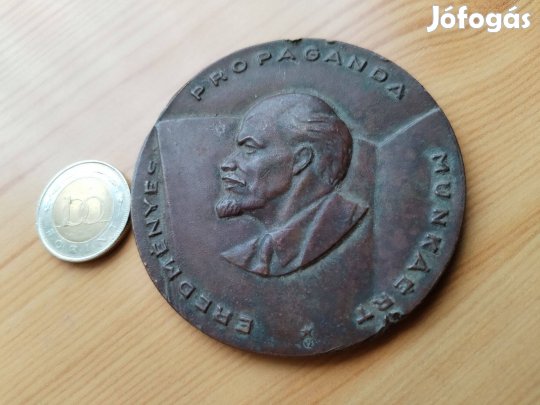 Jelzett régi bronz plakett "Eredményes Propaganda Munkáért"