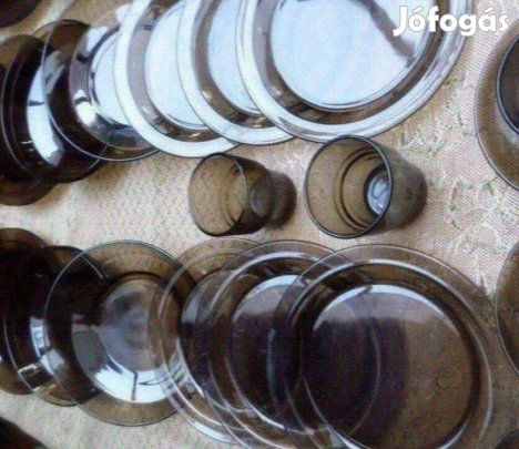 Jénai üveg étkészlet tányér pohár csésze készlet 55 db