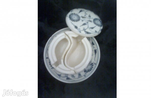 Jing jan Porcelán szelence 4 részes kézi festett KÉK