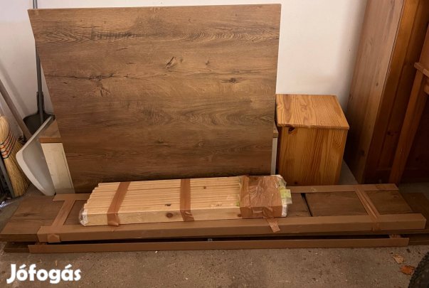 Jisk Vedde Ágykeret 90x200 sötét tölgyszínű ágyráccsal