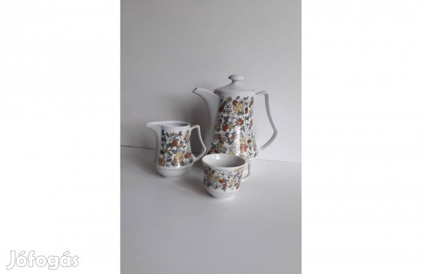 Jlmenau német jelzett porcelán kávés csésze, tejkiöntő, kávékiöntő