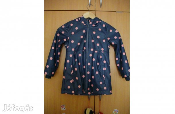 Jó állapotban levő 110-116-os kislány kapucnis bélelt esőkabát eladó