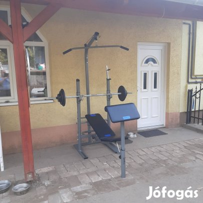 Jó állapotban lévő többfunkciós domyos fekpad kondigép súly rúd