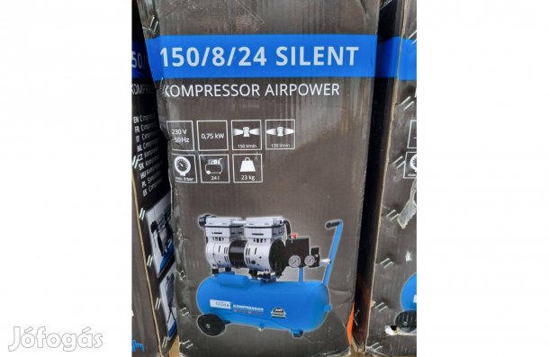 Jó áron, 2 hengeres kompresszor 24l-es tartállyal csökkentett zajszint