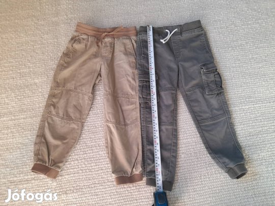 Jogger cargo nadrág pamutvászon zöld drapp fiú 116-os