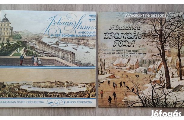 Johann Strauss és Vivaldi nagylemezek, bakelit lemez, LP