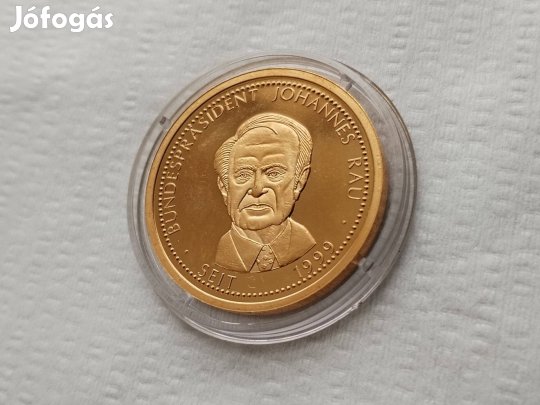 Johannes Rau Német Kancellár Aranyozott emlékérem