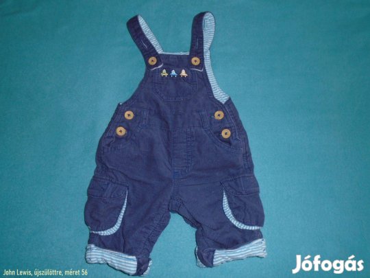 John Lewis kék színű kantáros nadrág újszülöttre (méret 56)