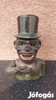 Jolly Nigger Bank régi öntött vas figurális persely