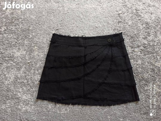 Jonathon Disley fekete átlapolós vászon miniszoknya