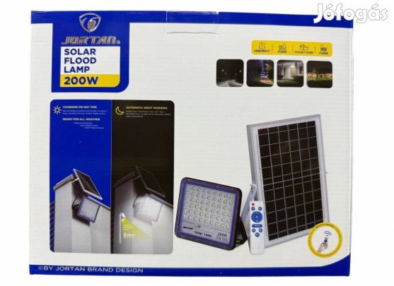 Jortan 300 W-os napelemes LED reflektor panellel IP66 vízálló