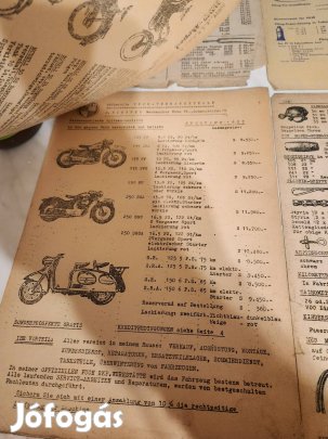 Josef Niesner (Wien) Eredeti Puch Árjegyzékek (1950-es évek)