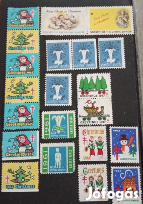 Jótékonysági USA bélyegek 1960-1967 Christmas Easter Seals 21 pár sor